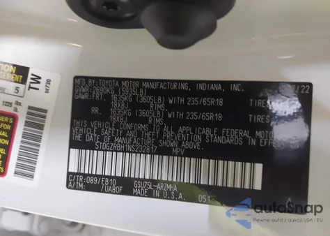 2022 Toyota Highlander Xle from USA, damaged, VIN 5TDGZRBH1NS232817